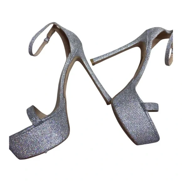 Stuart Weitzman Nudistcurve Hollywood Glitter Platform High Heel Sandals 10.5